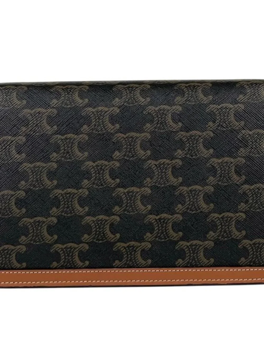 Celine Chain Wallet Margo Triomphe 2-Way Clutch Brown Black - Picture 3 of 12